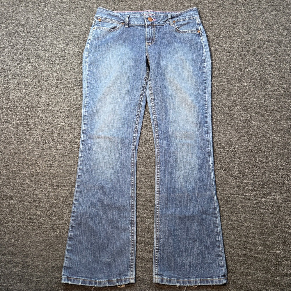 Wrangler Jeans Women 9 10 x 32 Premium Patch Blue Bootcut Western Cowgirl Boho